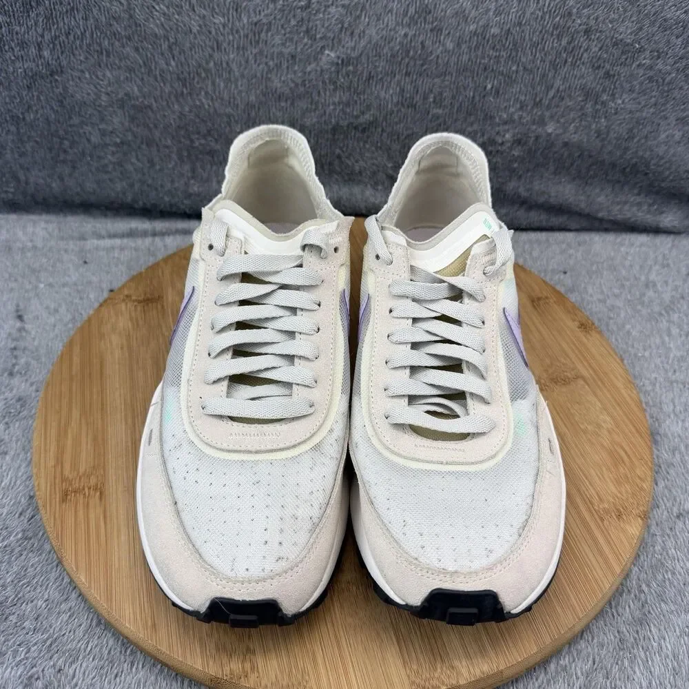 Nike Waffle One Shoes Womens Size 9 Beige Purple Mesh Sneakers DC2533-101